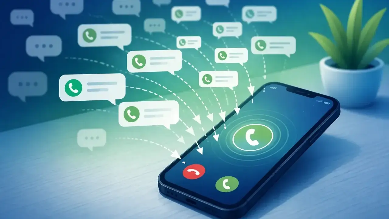 Smartphone che riceve chiamate e messaggi. Un flusso di notifiche, come in un simosnap sesso, converge verso il telefono.