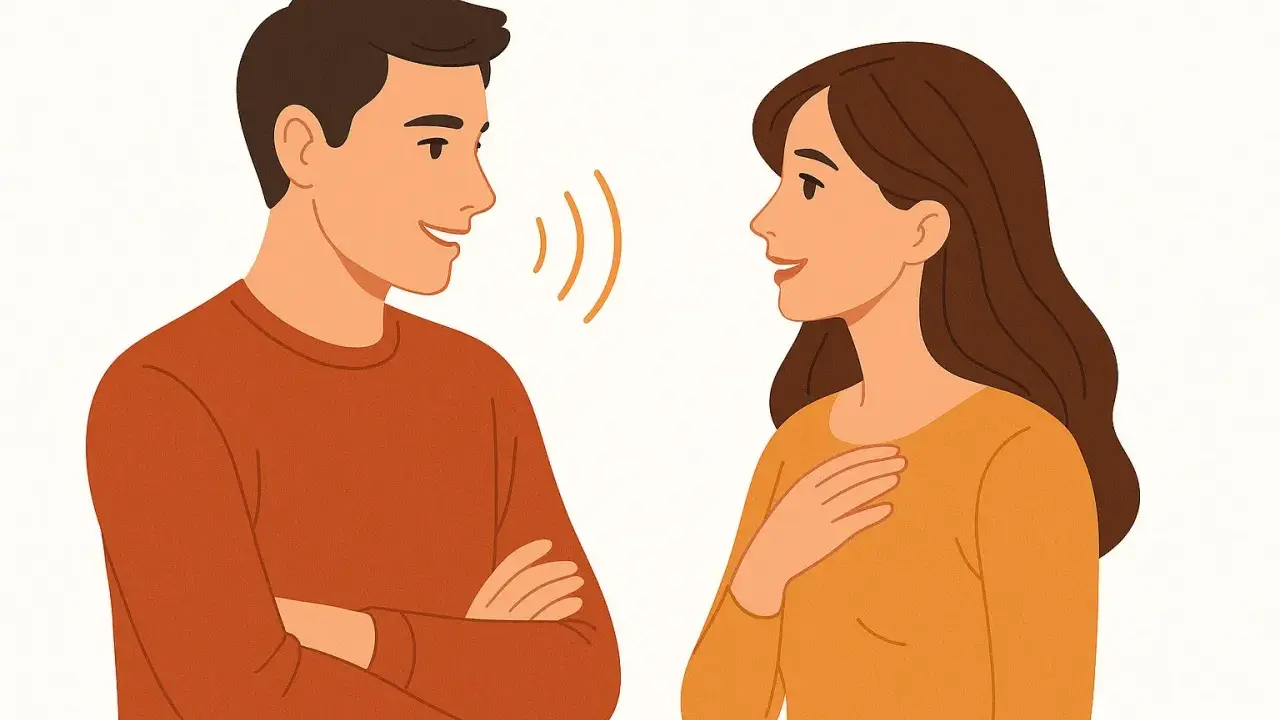 Un uomo parla con una donna, lei ascolta con attenzione. Se non viene, non gli piaci.