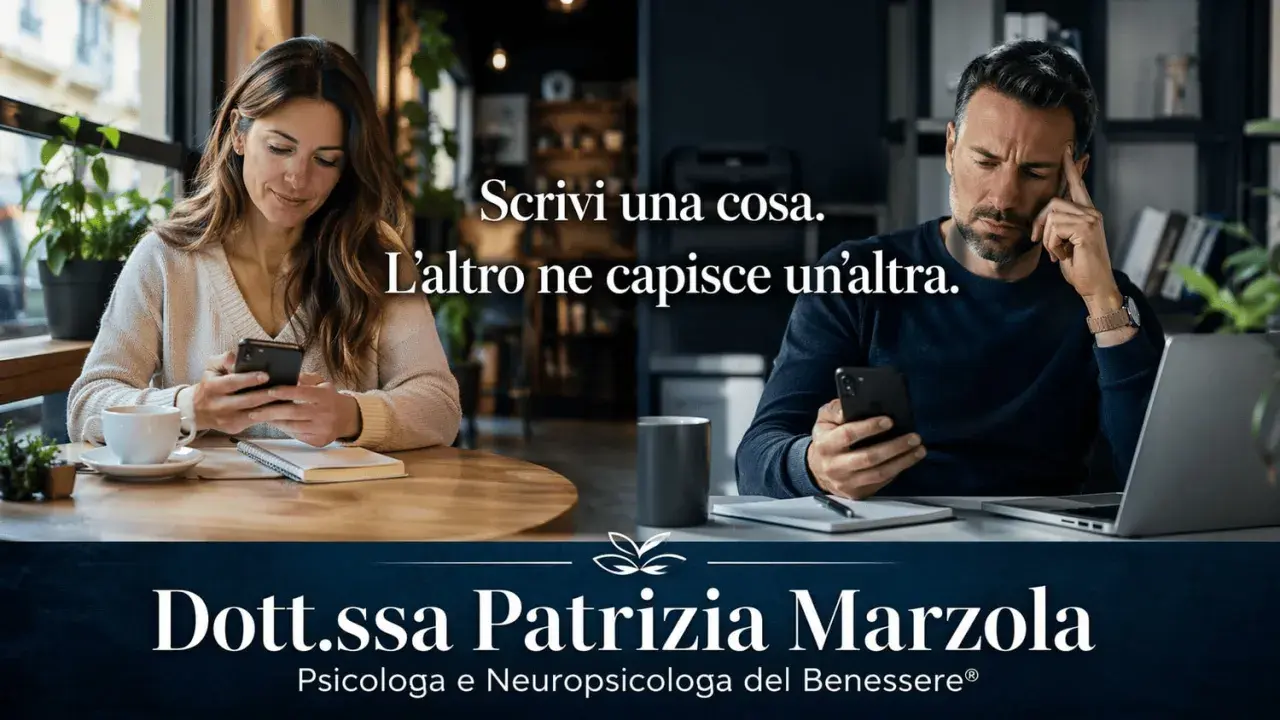 Coppia separata da uno schermo, lei al bar, lui in ufficio. Se lui è online ma non mi scrive, forse interpreta male il mio messaggio.