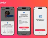 Schermate di Tinder che mostrano il processo di verifica del profilo. Chi usa Tinder può verificare foto e documenti per un profilo più sicuro.