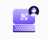 Icona di un computer con una persona stilizzata, che evoca un videochat come Omegle per connettersi con sconosciuti.