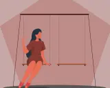Ragazza su altalena, pensierosa, riflette su come capire se scrivergli o no.