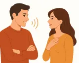 Un uomo parla con una donna, lei ascolta con attenzione. Se non viene, non gli piaci.