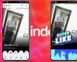 Due profili Tinder con una foto speculare. Uno mostra un "Super Like" in arrivo, come se fosse un match perfetto.