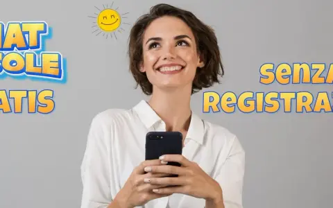 Ragazza sorridente con smartphone, testo "Chat Il Sole Gratis" e "Senza Registrazione".