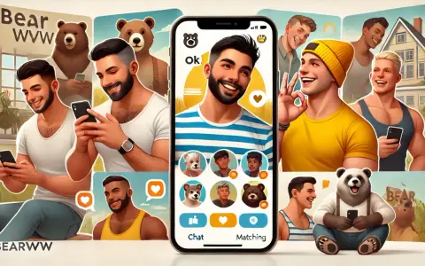 Uomini sorridenti e orsi su un'app di incontri, un digichat gay per trovare il tuo "bear".