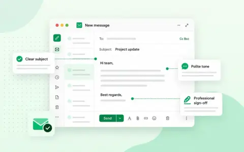 Schermo di un'email con oggetto chiaro, tono cortese e firma professionale.