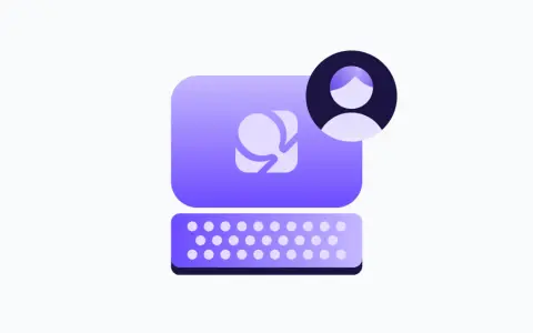 Icona di un computer con una persona stilizzata, che evoca un videochat come Omegle per connettersi con sconosciuti.