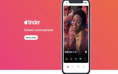 Schermata di Tinder, la dating app per conoscere nuove persone. Il significato di Tinder è connettere utenti per incontri.