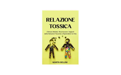 Copertina libro "Relazione Tossica": due sagome umane vuote, una riempita di pietre nere, l'altra di frammenti colorati.