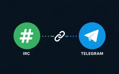 Icona IRC collegata a Telegram tramite un simbolo di catena. I canali simosnap permettono questa connessione.