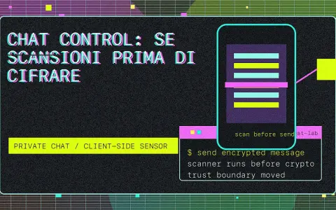 Chat control: scansioni prima di cifrare, un simonchat che analizza prima di inviare messaggi criptati.