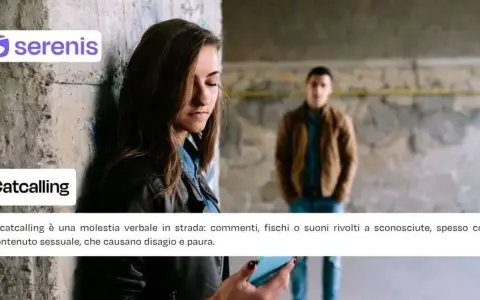 Ragazza turbata da commenti indesiderati, il **catcalling significato** è molestia verbale in strada.