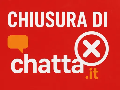 Chiusura di chatta.it: le recensioni non sono più disponibili. Un fumetto arancione e una X bianca su sfondo rosso.