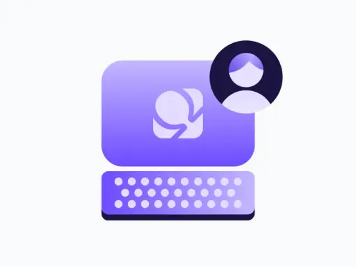 Icona di un computer con una persona stilizzata, che evoca un videochat come Omegle per connettersi con sconosciuti.