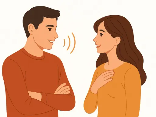 Un uomo parla con una donna, lei ascolta con attenzione. Se non viene, non gli piaci.