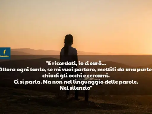 Silhouette di una persona seduta su una panchina al tramonto. "Chi non ti cerca non ci tiene", ma se mi vuoi parlare, chiudi gli occhi e cercami nel silenzio.