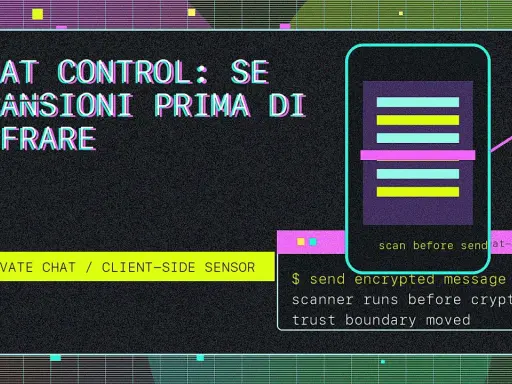Chat control: scansioni prima di cifrare, un simonchat che analizza prima di inviare messaggi criptati.