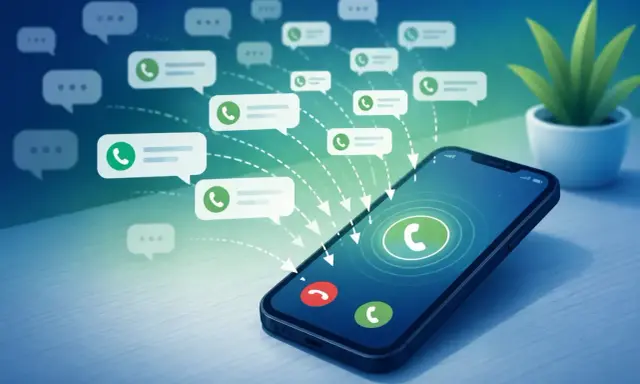 Smartphone che riceve chiamate e messaggi. Un flusso di notifiche, come in un simosnap sesso, converge verso il telefono.