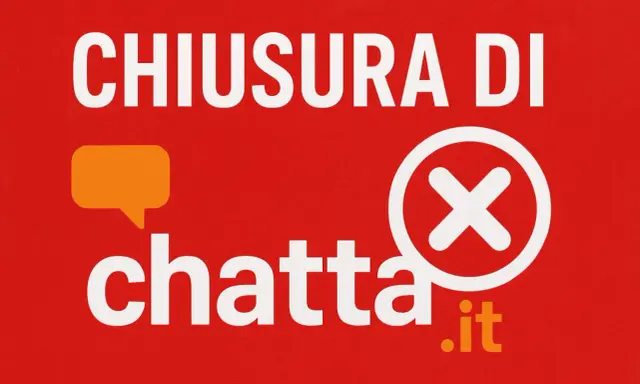 Chiusura di chatta.it: le recensioni non sono più disponibili. Un fumetto arancione e una X bianca su sfondo rosso.