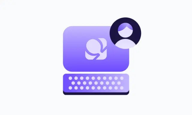Icona di un computer con una persona stilizzata, che evoca un videochat come Omegle per connettersi con sconosciuti.