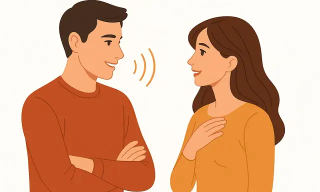 Un uomo parla con una donna, lei ascolta con attenzione. Se non viene, non gli piaci.