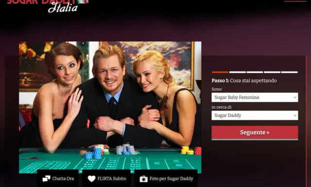 Sito Sugar Daddy Italia: uomo sorridente con due donne, in cerca di Sugar Daddy.