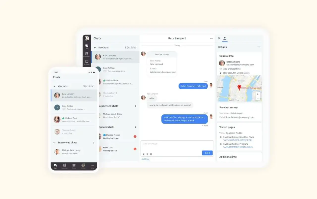 Interfaccia di chat di Tiscali con conversazioni attive e supervisionate.