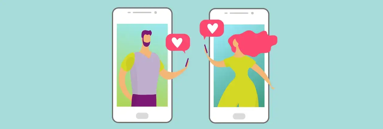 Due smartphone mostrano profili con cuori, come su un sito sugar daddy.