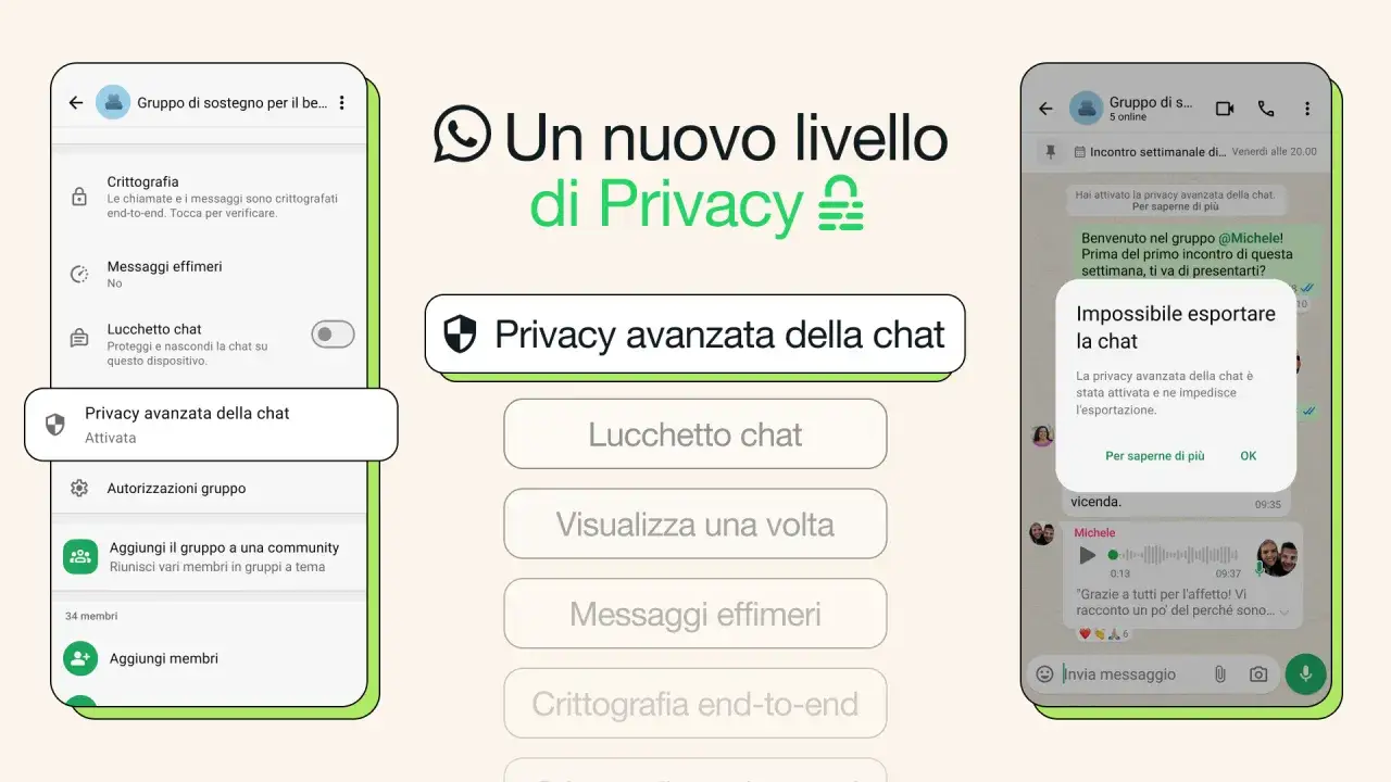 Schermata di WhatsApp che mostra la