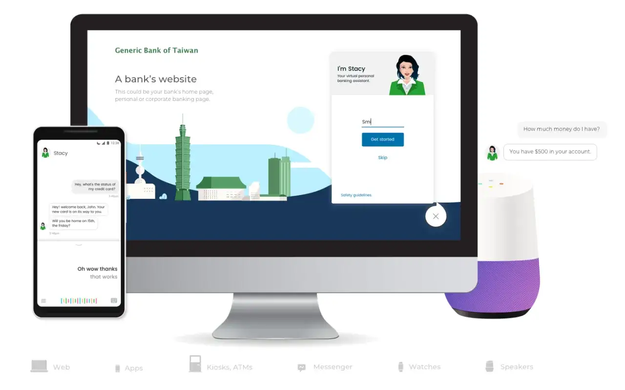 Interfaccia di una banca con assistente virtuale, simonchat, e un assistente vocale.