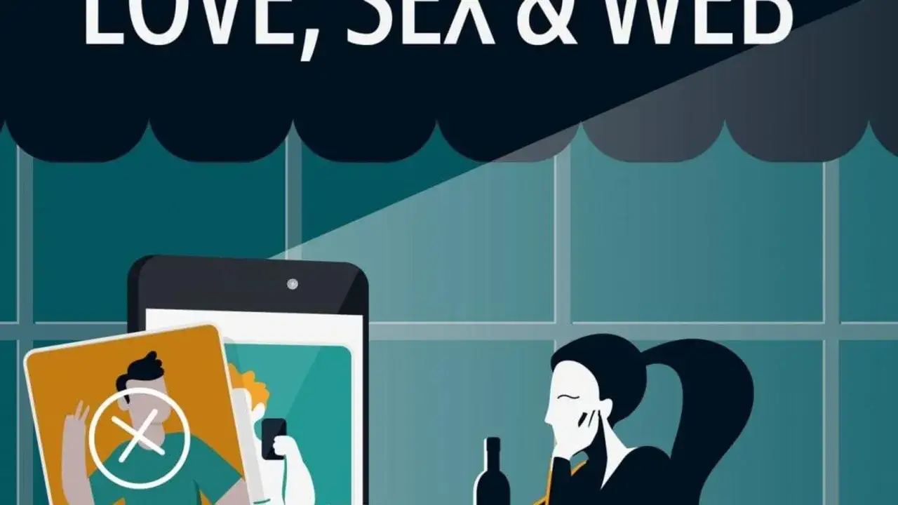 La ragazza guarda il suo telefono, forse cercando il dating app significato. Sullo schermo, un uomo con una X bianca.